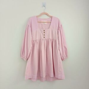 Anthropologie Babydoll Pink Puff Long Sleeve Dress